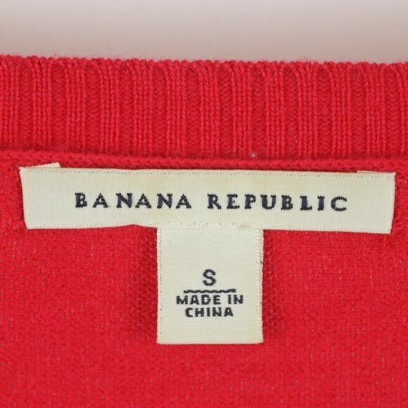 Banana Republic Women's Small Red Merino Wool Blend Embellished Cardigan - Picture 6 of 8